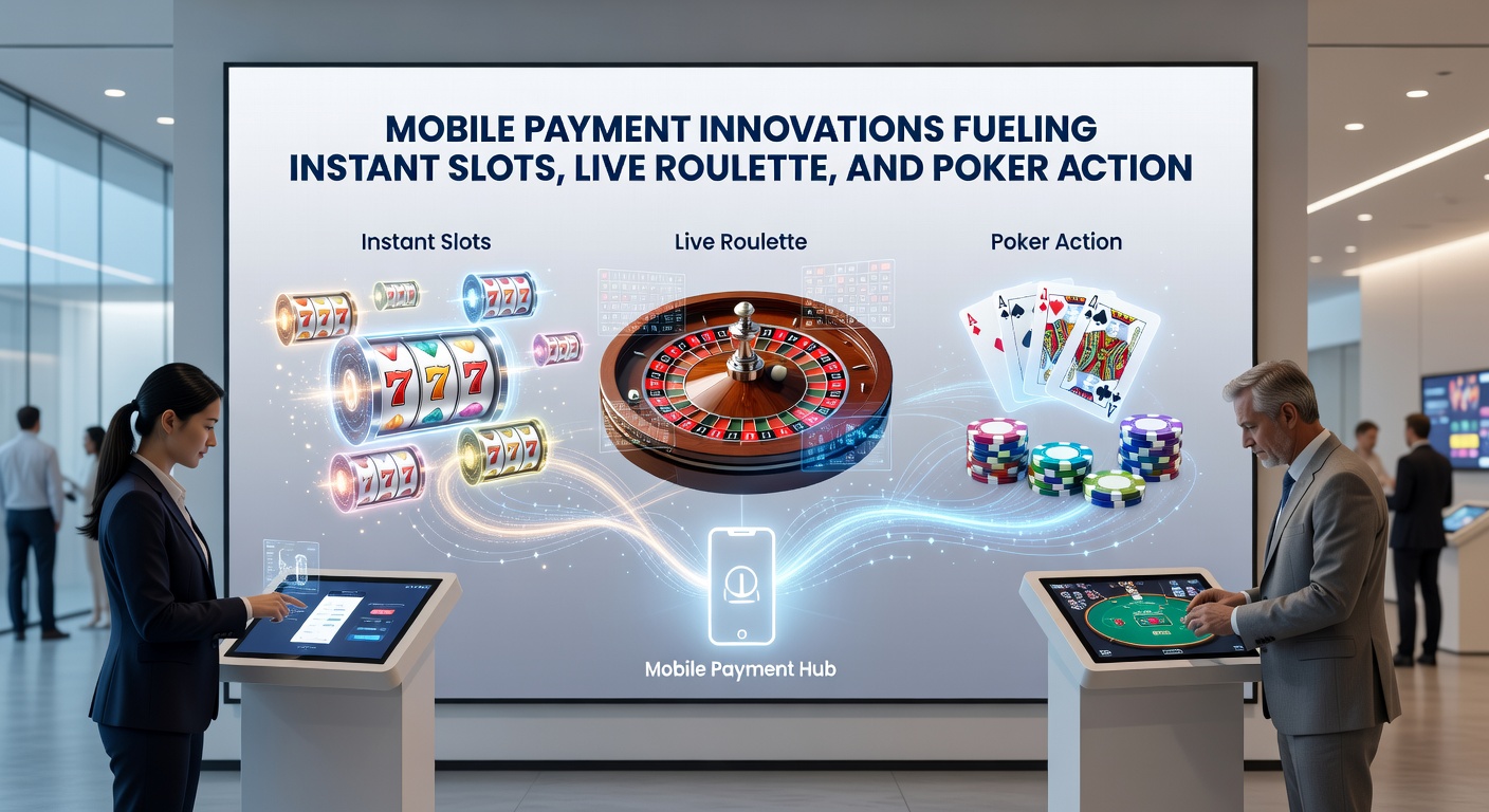 Live roulette wheel spinning on a mobile screen alongside a quick-pay digital wallet interface