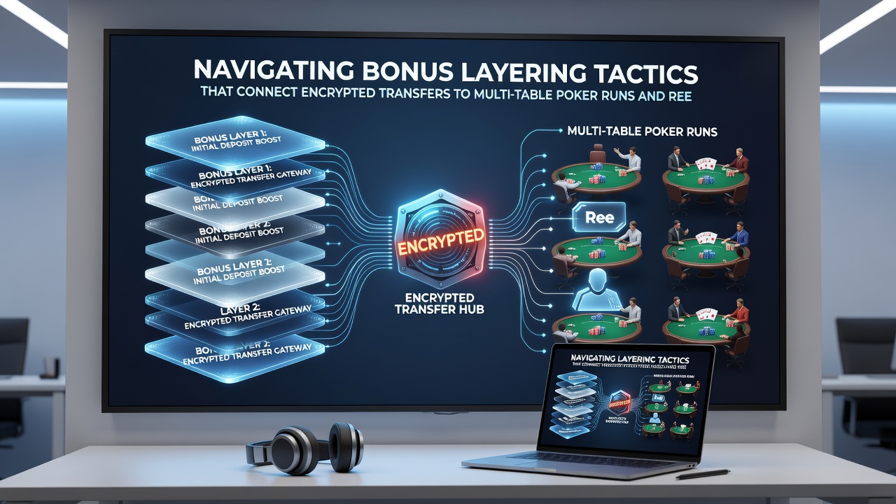 Close-up view of mobile screen showing layered bonus indicators across poker sessions and slot multiplier progressions