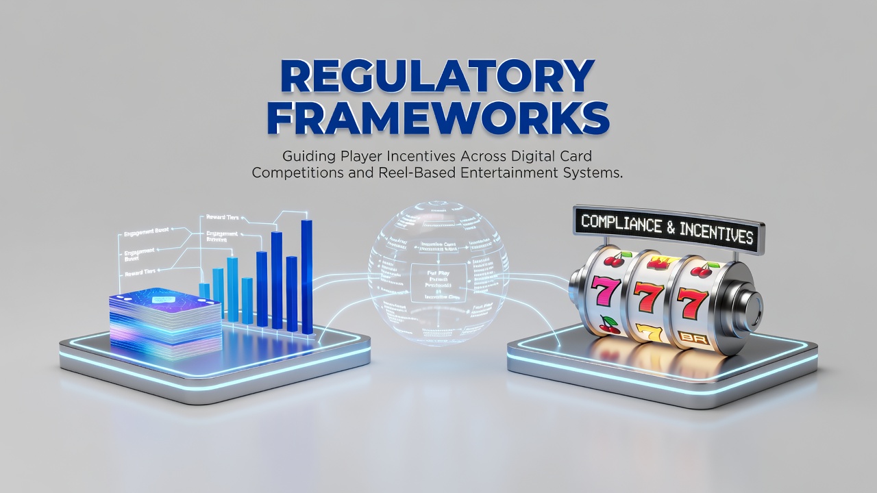 Regulatory documents and digital interfaces showing incentive structures in online poker and slot systems