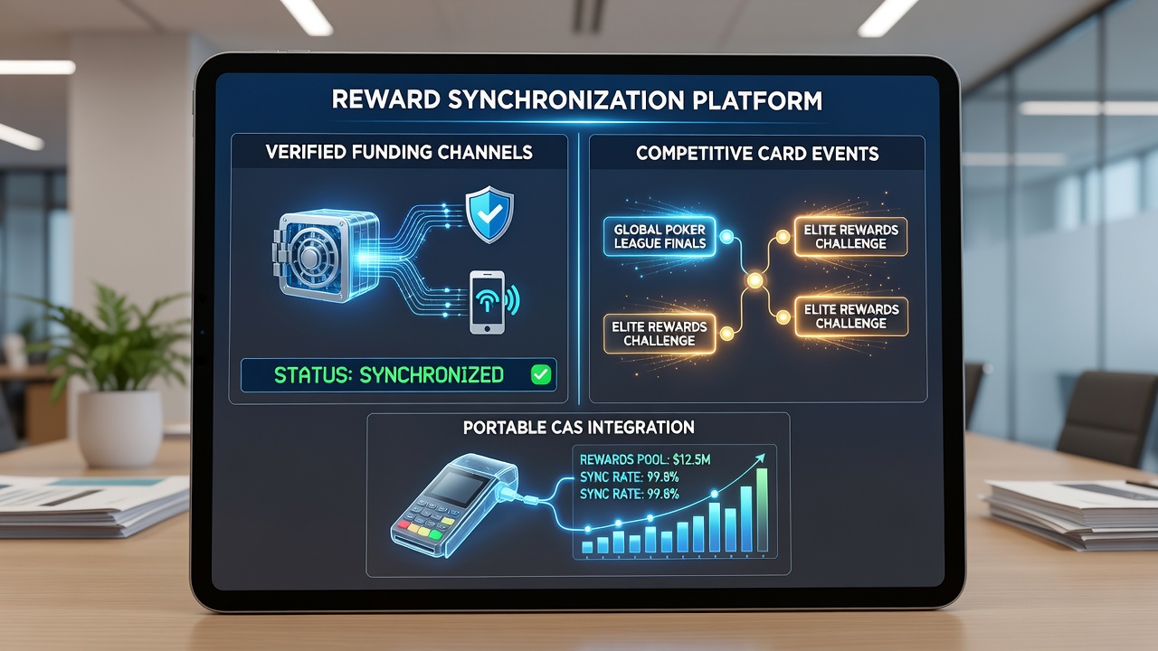 Diagram illustrating reward point flow between verified payment channels and live mobile poker competitions