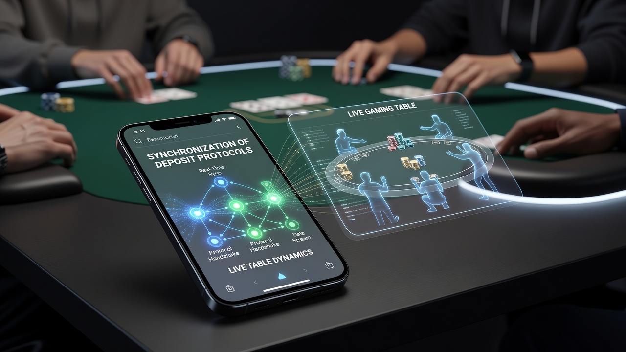Close-up of mobile app interface showing live table balance update after instant deposit during poker play