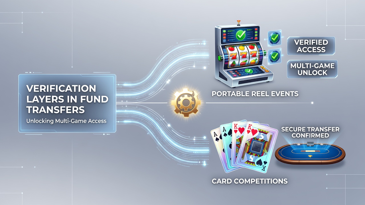 Verification layers diagram showing multi-step authentication in fund transfers for gaming platforms