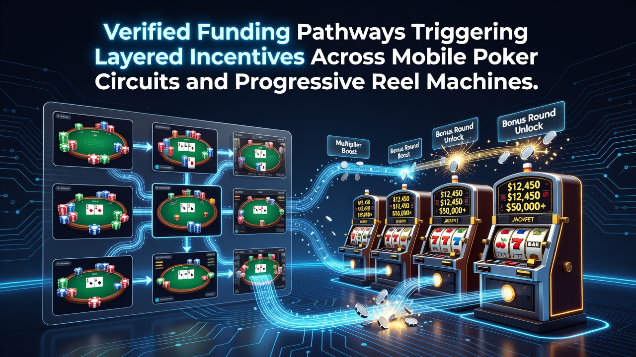 Illustration of verified funding pathways connecting mobile poker circuits with progressive reel incentive layers